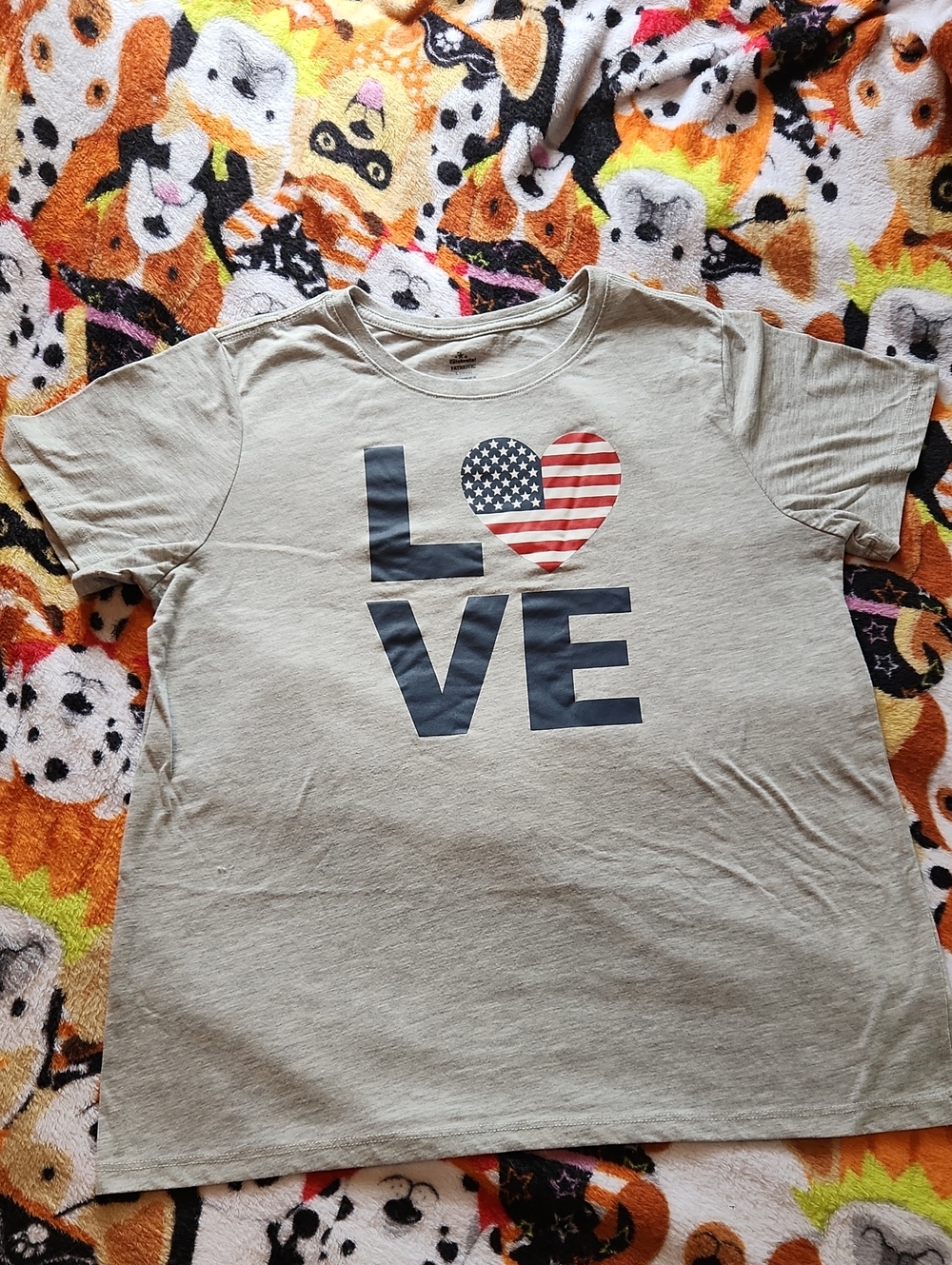 Women's LOVE Flag Graphic Tee - Gray Size L